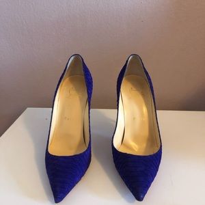 Purple suede snakeskin effect Christian Louboutins